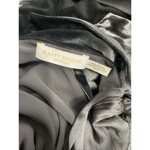 Ramy Brook Paige Velvet Dress Black Mini Velour Sleeveless Mock Neck Tie… - Picture 9 of 10